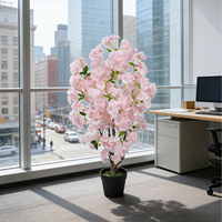 Arbre artificiel réaliste de fleurs de cerisier rose clair, 90 cm (3 pieds), pour décoration intérieure, bureau, maison, mariage, plante en soie