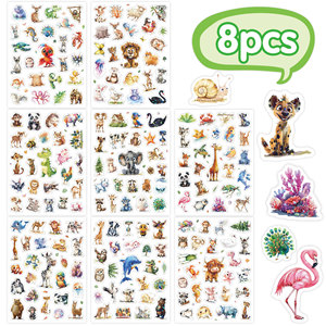 <span class=keywords><strong>Feuille</strong></span> d'autocollants scintillants animaux de dessin animé mignons, autocollants laser holographiques étanches pour la papeterie des enfants et les grossistes - Product Image 5