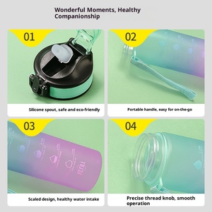 Gourde en plastique écologique pour enfants, avec paille givrée et dégradé de couleurs, grande capacité, pour les sports de plein air - Product Image 6