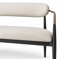 Banc de salle à manger en métal bicolore avec dossier incurvé rembourré, six pieds coniques, assise de 156 cm de large, pour cuisine et salle à manger