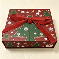 Cajas de Regalo de Cartón Rígido Laminado Magnético de Doble Puerta, Personalizadas y de Lujo, para Joyería, Cosméticos, Velas, Carteras, Marcos de Fotos, Regalos de Navidad