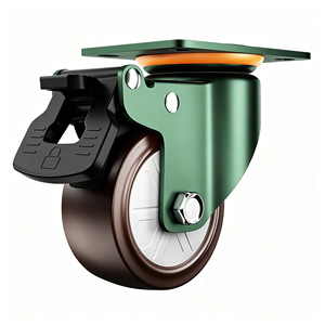 EFON Stainless Steel Iron Nylon Rubber Polyurethane Polypropylene 125mm Swivel Caster Wheel Total Lock Brake 250kg Capacity - Product Image 1