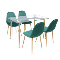 Ensemble de table à manger en verre avec surface en verre trempé transparent et chaises à dossier pour la maison, petit appartement, vente en gros