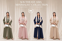 Abaya personnalisée pour femmes musulmanes, robe longue verte brodée motif feuille, ouverte sur le devant, avec robe intérieure, OEM ODM