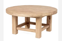 Table basse ronde en bois d'orme massif, style rustique simple, reproduction vintage