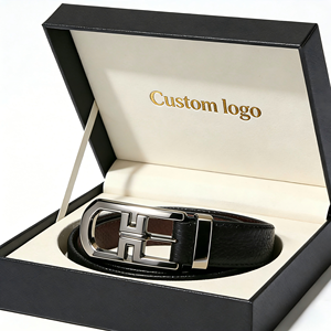 Ceinture en cuir pour homme de luxe de haute qualité personnalisable, avec emballage cadeau, boîte magnétique en carton et doublure en EVA - Product Image 3