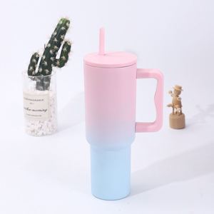 Insulated <b>Travel</b> Car H4.0 <b>Handle</b> Tumbler 40oz <b>Mug</b> Lid Straw Anti-Slip OEM ODM Custom Logo - Product Image 4