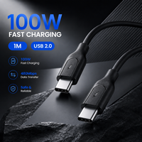 Câble USB C vers USB C 100W 1M, charge rapide PD 5A, câble de données tressé en nylon Type C USB 2.0 pour ordinateur portable, OEM ODM personnalisé