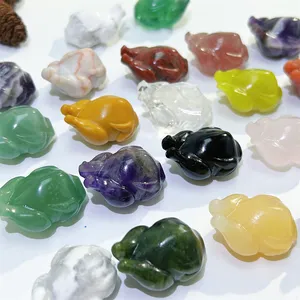 Wholesale Natural Crystal Carving Crafts Animal Product Polished Fluorite Mixed Mini Turkey For Gift Children
