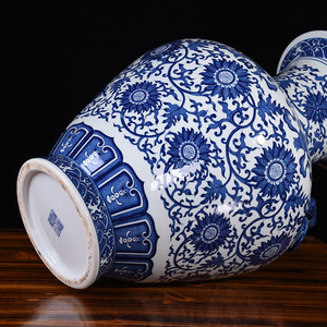 Vasi Rustici in Porcellana Blu <span class=keywords><strong>e</strong></span> Bianca di Alta Qualità, Stile Art Déco, Nuovi Antichi con Due Manici, Economici per <span class=keywords><strong>Arredamento</strong></span> <span class=keywords><strong>Casa</strong></span>, Soggiorno <span class=keywords><strong>e</strong></span> Ufficio - Product Image 4