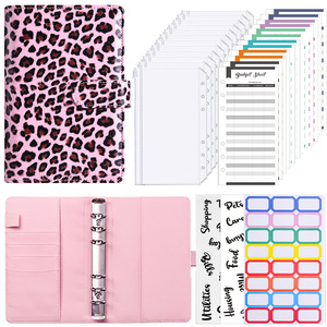 A6 PU raccoglitore di taccuini a fogli mobili pianificatore di Budget con stampa leopardata Agenda di archiviazione in contanti <span class=keywords><strong>libro</strong></span> regali per bambini materiale scolastico - Product Image 3