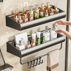 Bathroom Shelf Suction Mounted Rectangular Durable Wall Mounted Storage Rack For Shower Room - Product Image 4