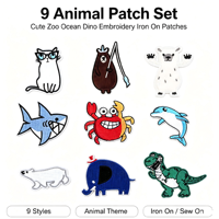 Lot de 9 écussons thermocollants animaux marins pour vêtements, chapeaux, sacs, chaussettes, pour cadeaux DIY, activités commerciales, décoration, uniformes