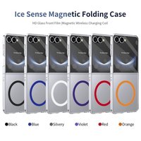 Étui magnétique transparent pour Samsung Galaxy Z Flip 8 7 6 5 4 3, coque transparente avec protection d'écran en verre trempé, antichoc
