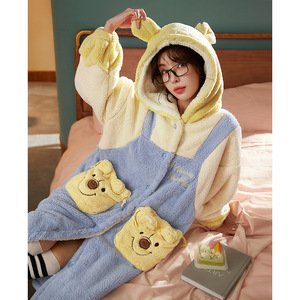 Camicia <span class=keywords><strong>da</strong></span> <span class=keywords><strong>notte</strong></span> <span class=keywords><strong>invernale</strong></span> <span class=keywords><strong>da</strong></span> <span class=keywords><strong>donna</strong></span> in pile corallo caldo e ispessito, termica, con cappuccio, Home Heat Storage Poop-Poop Bear - Product Image 2