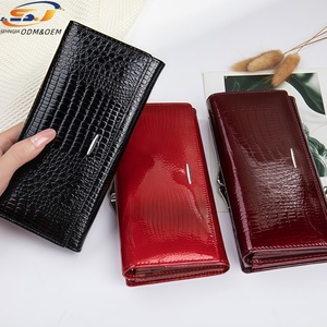 Cartera larga de piel de vaca de gran capacidad para mujer con logotipo personalizado He Wu <span class=keywords><strong>Shi</strong></span> <span class=keywords><strong>Shang</strong></span> - Product Image 1