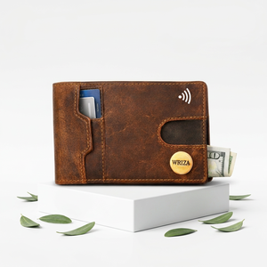 WRIZA <b>Men's</b> Genuine Leather Slim Bifold <b>Wallet</b> Minimalist Style Fold Closure RFID Blocking <b>Card</b> Holder Short Length Custom - Product Image 6