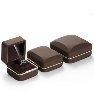 EVERWIN Octagonal Spray <strong>Painted</strong> LED Light <strong>Box</strong> with Printed logo Brown <strong>Jewelry</strong> Diamond Ring Pendant Gold Border <strong>Jewelry</strong> <strong>Box</strong> - Product Image 1