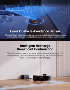 Teendow LDS Laser Aspirateur Robot Nettoyeur de Sol avec Fonction de Balayage, Essorage et Vidange Automatique du Bac à Poussière - Product Image 5