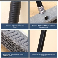 Balai à pousser en plastique robuste AF1201, 136 cm, manche long en PP, poils en nylon, brosse industrielle pour sols, garage, allée, extérieur