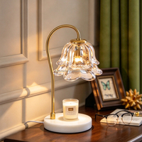 Lampe chauffe-bougie Muguet, abat-jour en verre, base en marbre, lampe à fond de cire pour la décoration de chambre et de maison