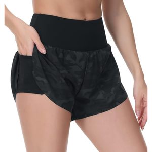 Shorts Deportivos de Secado Rápido para Mujer, Cintura Alta con Forro de Malla, Camuflaje Negro, Talla Extra Grande, Shorts para Entrenamiento y Tenis - Product Image 1