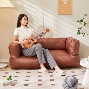 Canapé rectangulaire moderne en bois avec rembourrage en éponge, revêtement en similicuir, design simple à accoudoirs droits, style nordique, ensemble pour salon et villa - Product Image 3