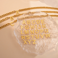 Lettre Pendentif En Acier Inoxydable Bijoux Initiale A-Z Cubain Lien Chaîne Collier pour Garçons Hommes Femmes