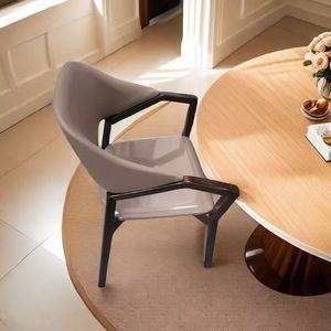 Fauteuil décontracté en cuir véritable, design minimaliste en bois massif, chaise de salon - Product Image 4