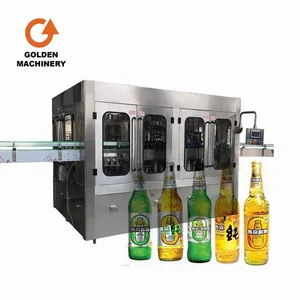 Máquina de llenado de botellas de vidrio de cerveza, fabricante de tapado, línea de embotellado de agua de soda