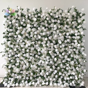 Toile de fond de salon de mariage en plumes d'autruche blanches, fond mural en tissu enroulable <span class=keywords><strong>rose</strong></span> et rouge avec <span class=keywords><strong>fleurs</strong></span> - Product Image 6