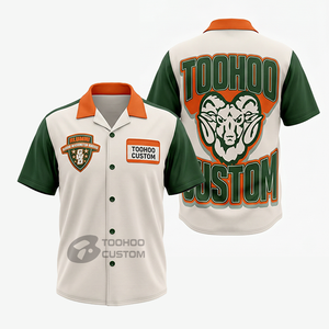Mens Reversible Short Sleeve Printed <b>Bowling</b> Shirt Spandex/Polyester Custom Color Solid Striped Full Button Custom Design - Product Image 3