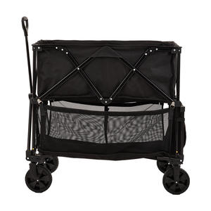 Camping Cart <b>Folding</b> Four-Wheel Metal 600D Oxford Cloth 150kg Load Capacity Compact Outdoor <b>Shopping</b> <b>Trolley</b> Black - Product Image 3