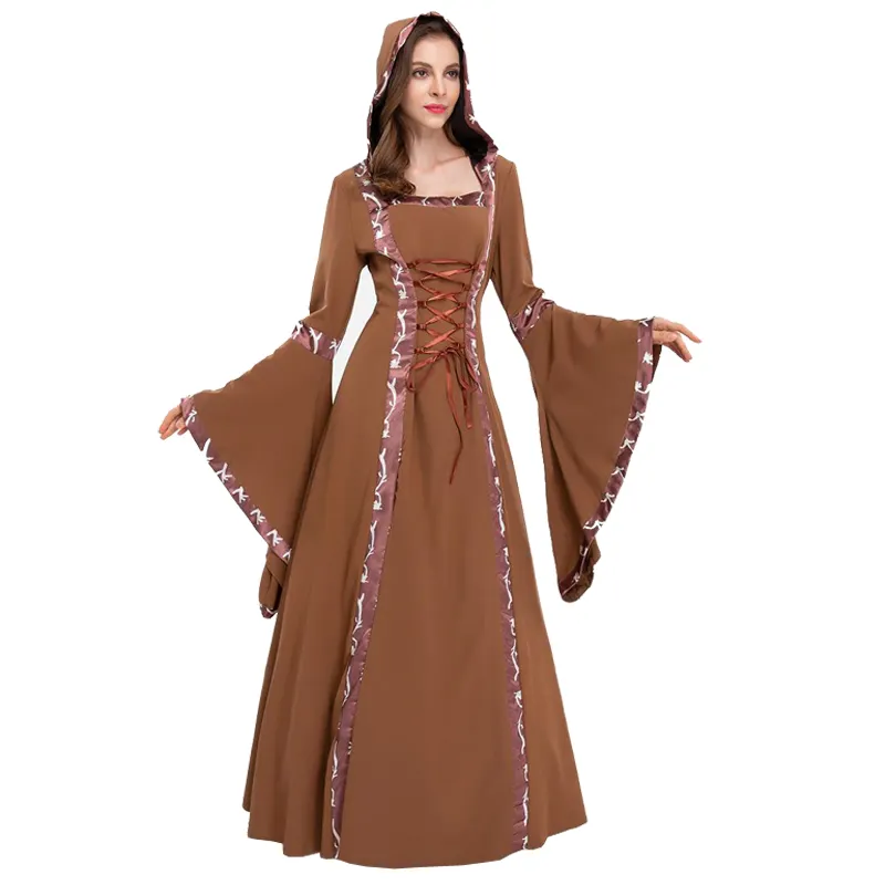 Nieuwe Europese Middeleeuwse Renaissance Middeleeuwse Kostuum Vrouwen Heks Halloween Kleding