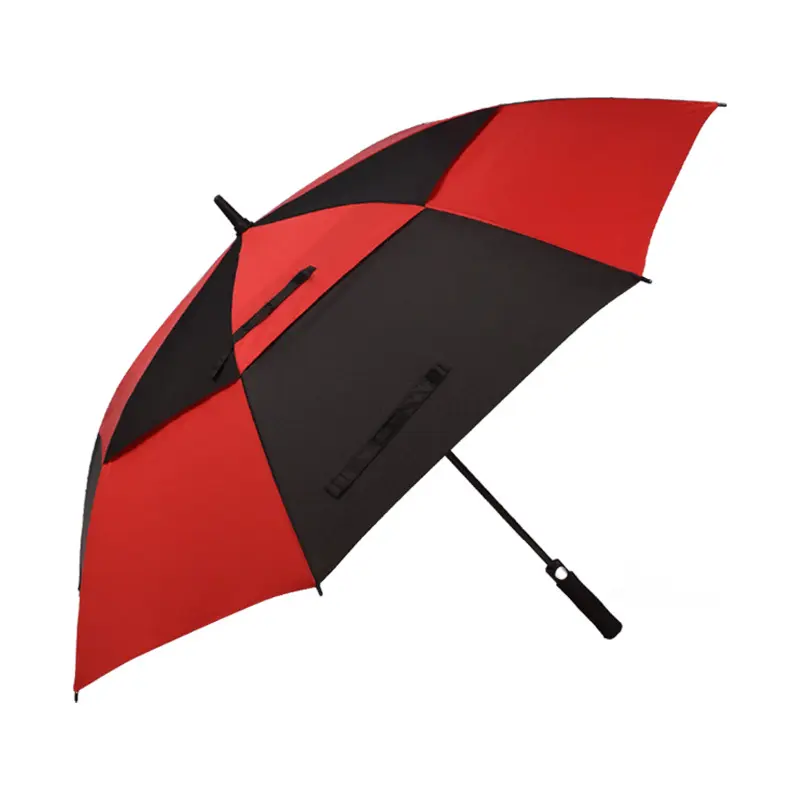 8-Bone Automatische Dubbellaagse Golfparapluies Voor Heren, Grote Stormwindvezelparaplu Met Logo-Aanpassing