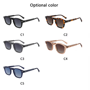 High Quality Custom Vintage Classics <b>Sunglasses</b> UV400 Polarized Acetate Material Handmade Blue/Gold/Red Gafas De Sol for Men - Product Image 5