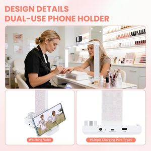 Half Moon Light for Nail <b>Desk</b> <b>Large</b> Nail Lamp for <b>Desk</b> with Phone Holder Professional Desktop Lamp LED Light - Product Image 5