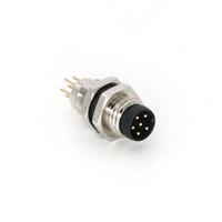 KRONZ M8 IP67 Connecteur mâle droit pour circuit imprimé Connecteur circulaire avec 3/4/5/6/8 broches Version de verrouillage à vis de montage arrière