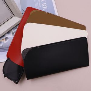 Minimalist Pu Leather <b>Glasses</b> Pouch Soft Vertical Eyewear Pouch with String Travel Necklace Sunglasses Bag - Product Image 3