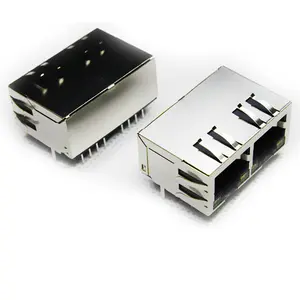 شبكة منخفضة التردد أحادية الطور Cat6 رافعة مزدوجة الوصلة USB 3.0 RJ45 كومبو موصل RJ45 تمرير من خلال SMT نوع التثبيت لوحة دائرة مطبوعة