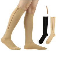 Chaussettes de compression hautes au genou d'automne avec fermeture à glissière Crew High Open Leg Support Stocking pour la marche et la course à pied