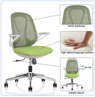 Foshan meubles de maison réglable rabattable accoudoir pivotant pas cher personnel vert maille tissu ordinateur bureau chaise de bureau pour étudier