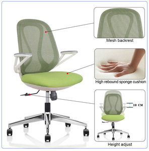 Foshan Home Furniture Adjustable Flip up Armrest Swivel Cheap Staff <strong>Green</strong> Mesh Fabric Computer Desk <strong>Office</strong> <strong>Chair</strong> for Studying - Product Image 3