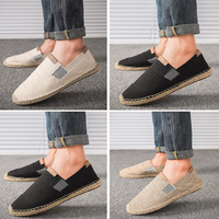 Chaussures d'Été de Pêcheur pour Homme, Mocassins Paresseux avec Corde de Chanvre, Espadrilles Décontractées Style Vieux Pékin