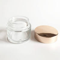 Pot cosmétique en verre dépoli transparent de 10g, 15g, 20g, 30g, 50g, 100g avec couvercle rose doré pour crème de soin et crème contour des yeux, bouchon en aluminium