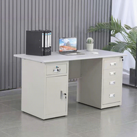 Bureau de travail moderne et minimaliste en acier avec tiroir verrouillable et bibliothèque pour usage commercial, bureau informatique pour le travail de comptabilité/caisse