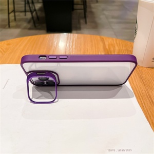 เคสโทรศัพท์แบบเรียบง่ายขายดีพร้อมที่ยึดกล้องโลหะและฟิล์มกันรอยเลนส์สำหรับ iPhone 13 14 15 16 Pro Max Plus - Product Image 3