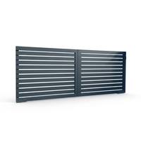 Puerta Automática Rústica de Aluminio de 2 Paneles, Puerta de Entrada Eléctrica para Patio de Villa, Recubrimiento en Polvo Ecológico y Duradero