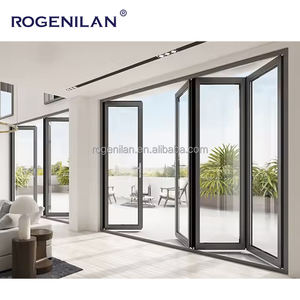Puerta de apilamiento Vertical de aluminio para exteriores ROGENILAN, puertas plegables impermeables con aislamiento de vidrio templado doble para patio y balcón - Product Image 2