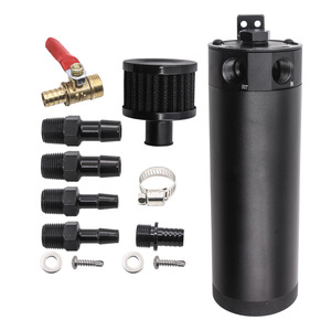 Car Oil Catch <b>Can</b> 2 Port Aluminum Alloy With <b>Air</b> Filter And Drain Valve For Engine Tuning Upgrade - Product Image 1